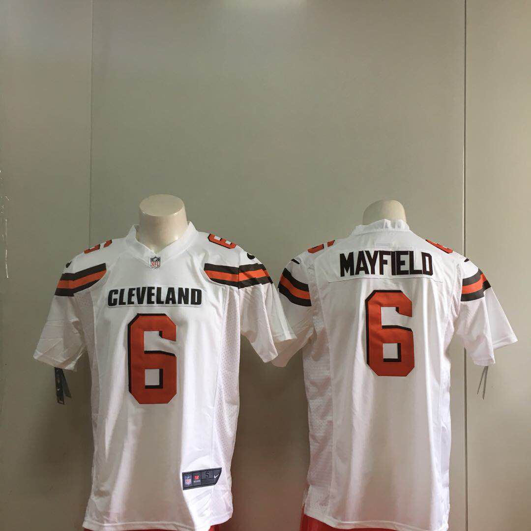 Men Cleveland Browns 6 Mayfield White Game Nike NFL Jerseys